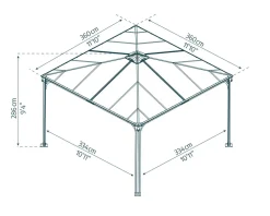 PALRAM Canopia Palermo Aluminium-Pavillon 3,6 x 3,6 m Grau Best