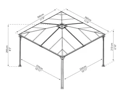 PALRAM Canopia Palermo Aluminium-Pavillon 3,6 x 3,6 m Grau Best