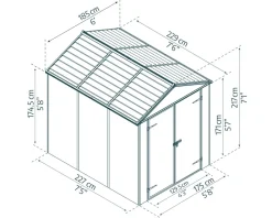 PALRAM Canopia Rubicon Gerätehaus, anthrazit  229x185x217 in cm Outlet
