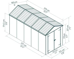 PALRAM Canopia Rubicon Gerätehaus, anthrazit 378x185x217 in cm Outlet