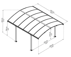 PALRAM Canopia Tucson Aluminium-Pavillon 3,6 x 4,4 m grau New
