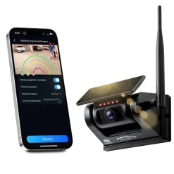 CARMATRIX Funk WLAN Solar Rückfahrkamera mit Magnet KI Personenerkennung mit APP New