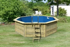 Karibu CHILLROI | Achteckiger Massivholzpool, 427,5 x 427,5 x 124 cm, Modell 1 X Folie blau | Inkl. Zubehör und Pool Leitern Online