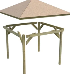 Karibu CHILLROI Quadratischer Holzpavillon  289 x 289 cm SET mit Dachschindeln | Gartenpavillon | Terrassenüberdachung Sale