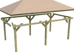 CHILLROI Rechteckiger Holzpavillon mit Verlängerung 289 x 639 cm | Gartenpavillon | Terrassenüberdachung ^ Karibu New
