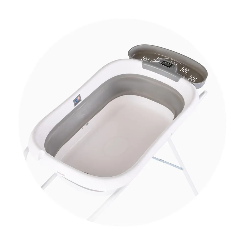 Babybadewanne-Set Slim, Ständer 90 cm, Ablage, klappbar, Thermometer ^ Chipolino Hot