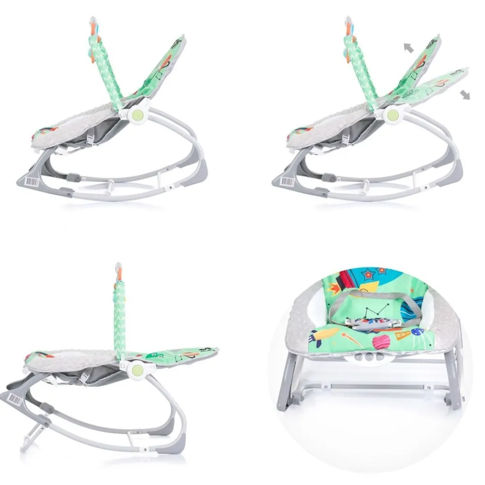 Chipolino Babywippe Baby Spa 2 in 1 elektrisch Stuhl Schaukelfunktion Spielbogen grün blau Discount
