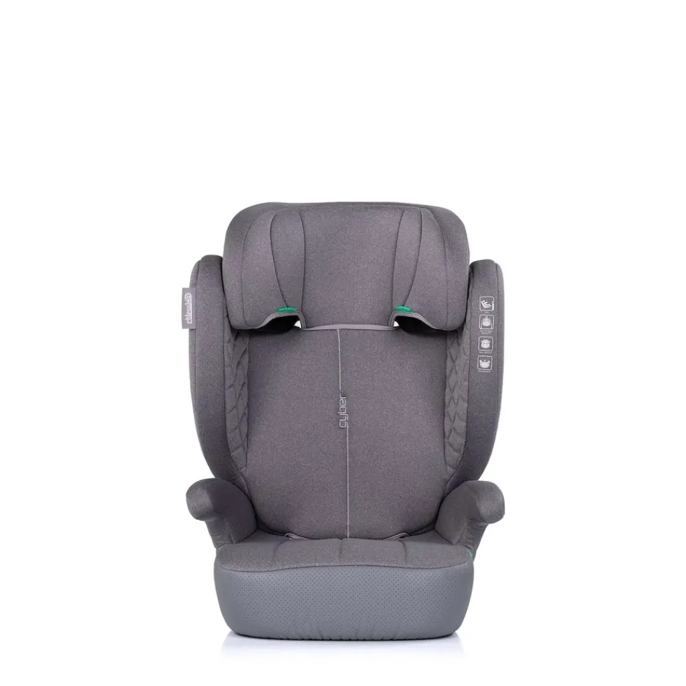 Chipolino Kindersitz Cyber i-Size (100-150cm) Sitzerhöhung, höhenverstellbar grau