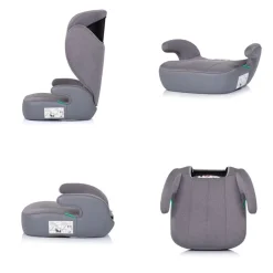 Chipolino Kindersitz Cyber i-Size (100-150cm) Sitzerhöhung, höhenverstellbar grau