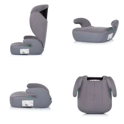 Chipolino Kindersitz Cyber i-Size (100-150cm) Sitzerhöhung, höhenverstellbar grau