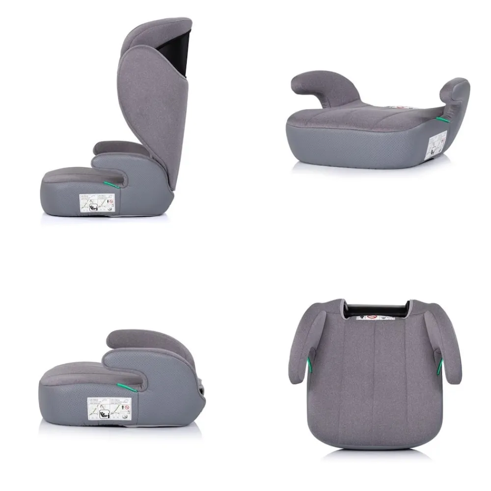 Chipolino Kindersitz Cyber i-Size (100-150cm) Sitzerhöhung, höhenverstellbar grau
