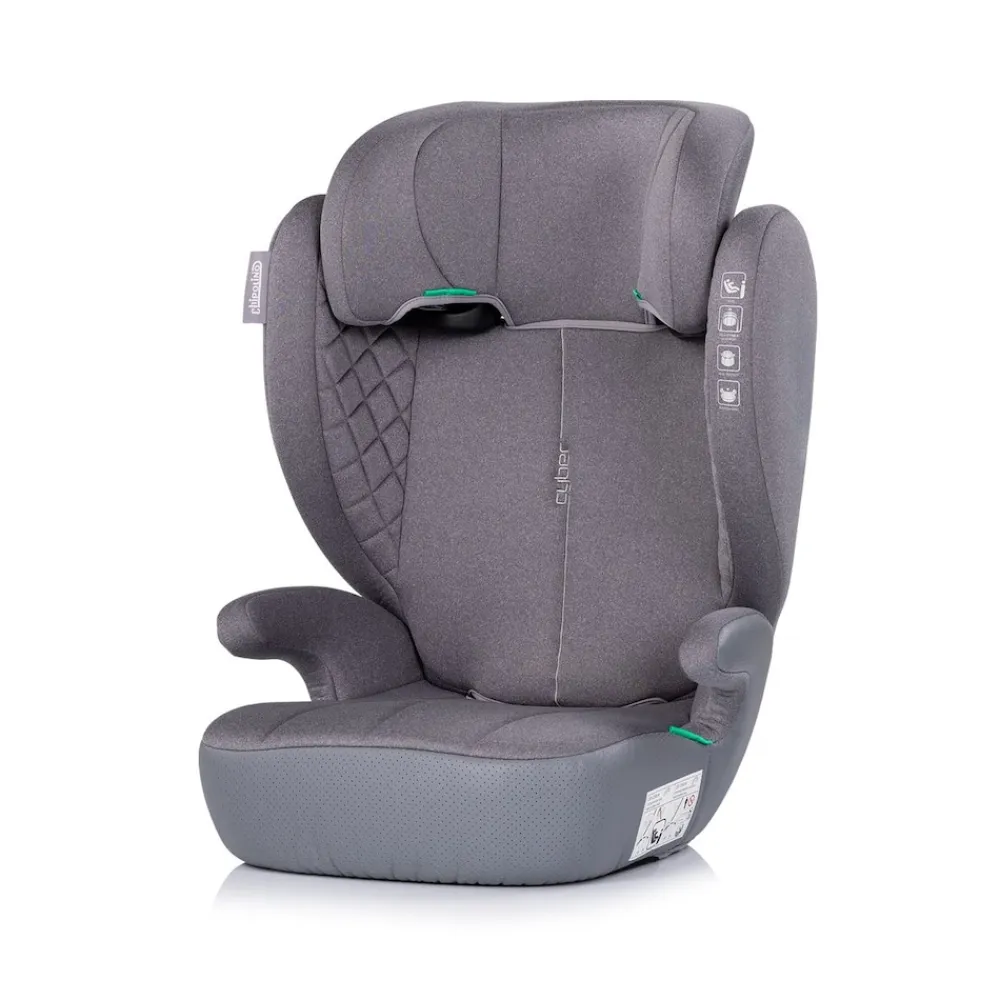 Chipolino Kindersitz Cyber i-Size (100-150cm) Sitzerhöhung, höhenverstellbar grau