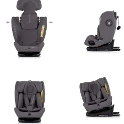 Chipolino Kindersitz Techno iGROW i-Size (40-150cm) Isofix Top Tether Kopfstütze braun beige Clearance