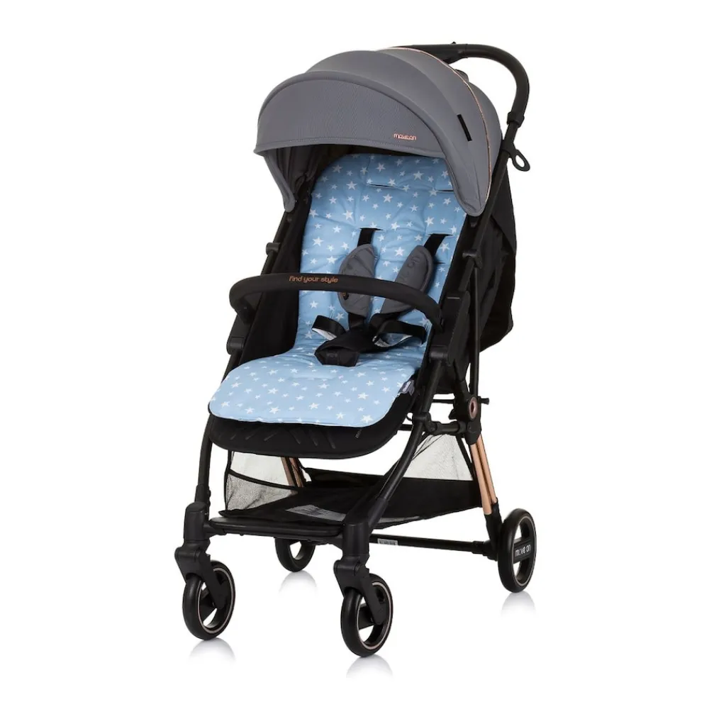 Chipolino Kinderwagen Sitzeinlage Universalsitzunterlage Baumwolle atmungsaktiv blau grau Hot