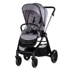 Chipolino Kombikinderwagen 3 in1 Marbella Fußabdeckung Einlage i-Size Babyschale grau rosa Clearance