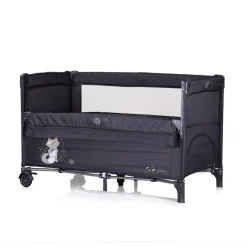 Reisebett Relax 2 Ebenen, Vorderseite absenkbar, Seiteneingang, Tasche schwarz/grau ^ Chipolino Best