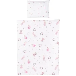 Chipolino 5-teiliges Bettwäsche Set, Decke 95 x 125 cm Kissen 35 x 45 cm rosa weiß blau Rennfahrer Sale
