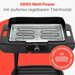 Clatronic BQS 3842 Standgrill (2 in 1 Stand- und Tischgrill, 2000 W, stufenlos regelbarer Thermostat, 36 x 25 cm Grillfläche, verchromter Grillrost) Sale
