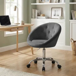 CLP Arbeitshocker höhenverstellbar mit Lehne und Rollen London, Arbeitsstuhl gepolstert Samtbezug, Kosmetikstuhl mit Metallgestell 360° drehbar grau Outlet