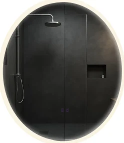 Badspiegel Laconia mit Beleuchtung, Bluetooth-Lautsprecher, Anti-Beschlag Badezimmerspiegel, runder Wandspiegel LED dimmbar, 3 Licht-Modi ^ CLP Online