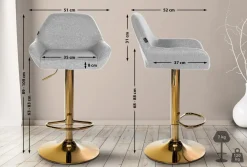 Barhocker Braga Stoffbezug mit Goldgestell I höhenverstellbar und 360 drehbar I moderner Barstuhl mit Fußstütze für Küche und Bar ^ CLP Sale