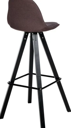 Barhocker modern Corbin Square, gepolstert mit Rückenlehne, Holzgestell Buche, Fußstütze, Tresenhocker für Küche und Hausbar ^ CLP New