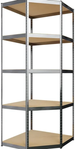 CLP 3er Regalsystem I 2x Regalsystem I 1x Eckregal I Schwerlastregale I Bis 2.625 KG schwarz Clearance