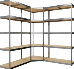 CLP 3er Regalsystem I 2x Regalsystem I 1x Eckregal I Schwerlastregale I Bis 2.625 KG schwarz Clearance