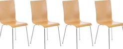 CLP 4er-Set Wartezimmerstuhl PEPE mit ergonomisch geformten Holzsitz und Metallgestell I 4x Konferenzstuhl | In verschiedenen Farben erhältlich Rot Clearance