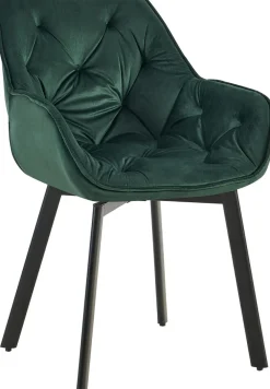 Esszimmerstühle 2er Set ergonomisch Antigo, Armlehne gepolstert, 180° Drehfunktion, Samtbezug, Küchenstuhl mit schwarzem Metallgestell ^ CLP Outlet