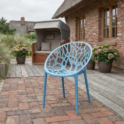 CLP Gartenstühle 4er Set stapelbar wetterfest Hope, Gartensessel mit Lehnen UV-beständig, Outdoorstühle aus Kunststoff bis 150 kg belastbar gelb Best