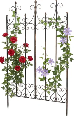 Rankgitter Metall 130 cm hoch Flieder, stabile Rankhilfe für Kletterpflanzen, vormontiert, Landhausstil, Spalier Sichtschutz ^ CLP Best