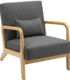 CLP Relaxsessel Hibbing I Komfortabler Polstersessel mit Stoffbezug I Gestell aus Kautschukholz I Sessel für Wohnzimmer und Schlafzimmer schwarz Sale