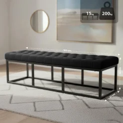 Sitzbank Polson, modern, es Metallgestell, gestepptes Samt, Bodenschoner, für Wohnzimmer, Flur oder Schlafzimmer ^ CLP Hot