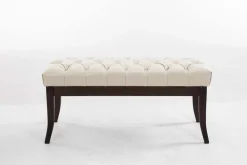 CLP Sitzbank Ramses Mit Polsterung Und Kunstlederbezug I Holzbank Mit 46 CM Sitzhöhe Creme New