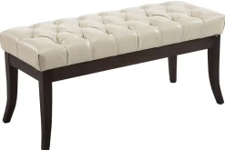 CLP Sitzbank Ramses Mit Polsterung Und Kunstlederbezug I Holzbank Mit 46 CM Sitzhöhe Creme New