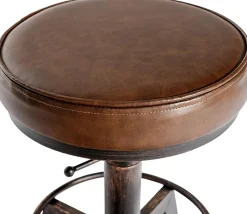 CLP Sitzhocker Destin mit Kunstlederbezug I Hocker im Industrial Design I gepolstert und höhenverstellbar antik silber Clearance