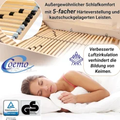 Coemo Ergonomischer 7 Zonen Lattenrost in verschiedenen Größen mit Kopfteilverstellung Online