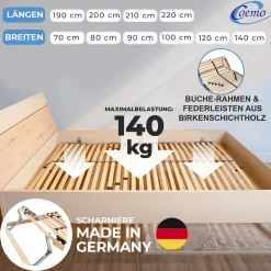 Coemo Ergonomischer 7 Zonen Lattenrost in verschiedenen Größen mit Kopfteilverstellung Online