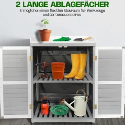 Gartenschrank Lola aus Holz Balkonschrank mit verzinkter Arbeitsplatte ^ Coemo Outlet