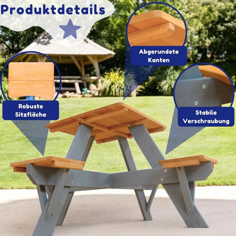 Coemo Kindersitzgruppe Romy Kindertisch und Sitze Gartentisch New