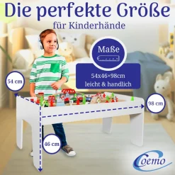 Spieltisch mit 90-tlg. Holzeisenbahn Farbe Weiß ^ Coemo Outlet