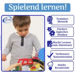 Spieltisch mit 90-tlg. Holzeisenbahn Farbe Weiß ^ Coemo Outlet