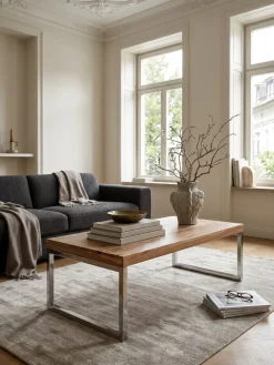 Couchtisch GUNA im Landhaus-Stil aus massivem Holz mit Designmerkmalen, 60x120x40 cm ^ KADIMA DESIGN Best