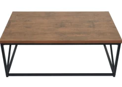 Couchtisch -A27, Wohnzimmertisch Beistelltisch Sofatisch, Metall 3D-Struktur 44x110x60cm, Wildeiche-Optik ^ MCW Hot
