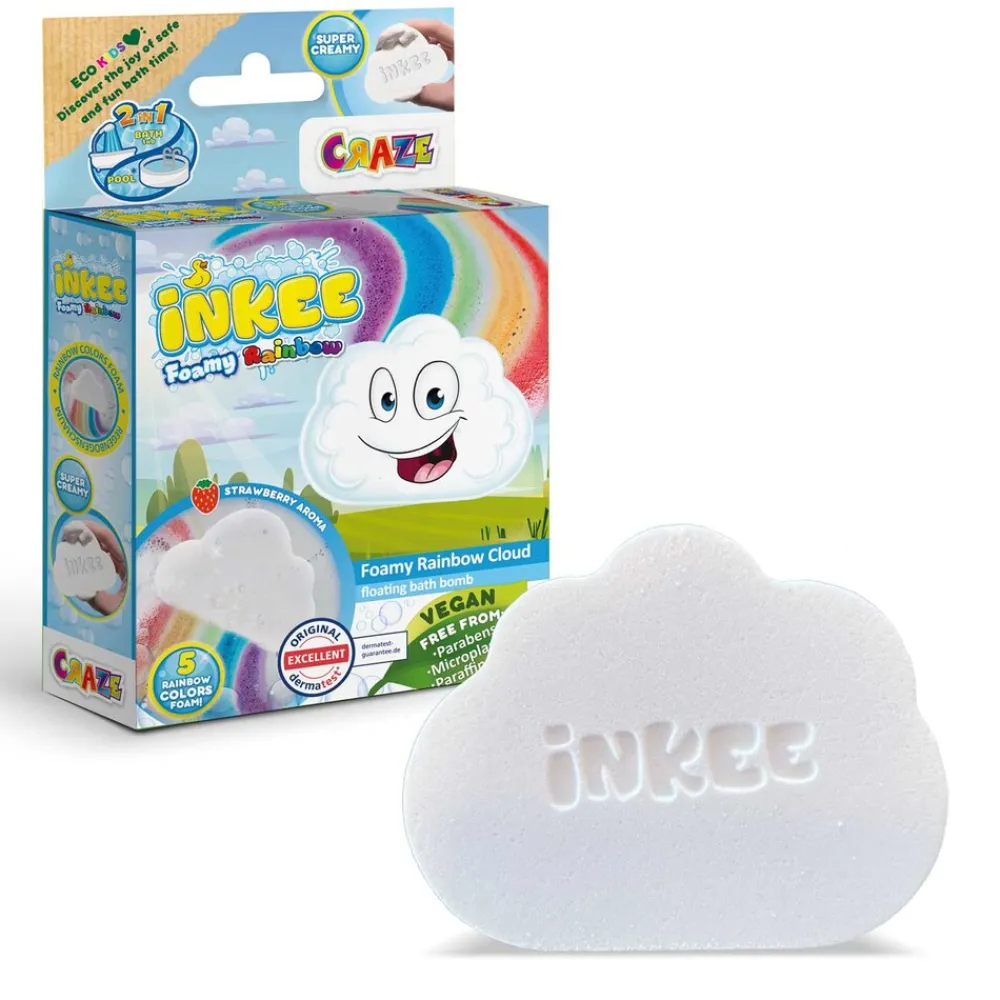 Craze 44155 - INKEE Foamy Rainbow - Regenbogen Badekugel mit Erdbeerduft Badebombe Badewanne New