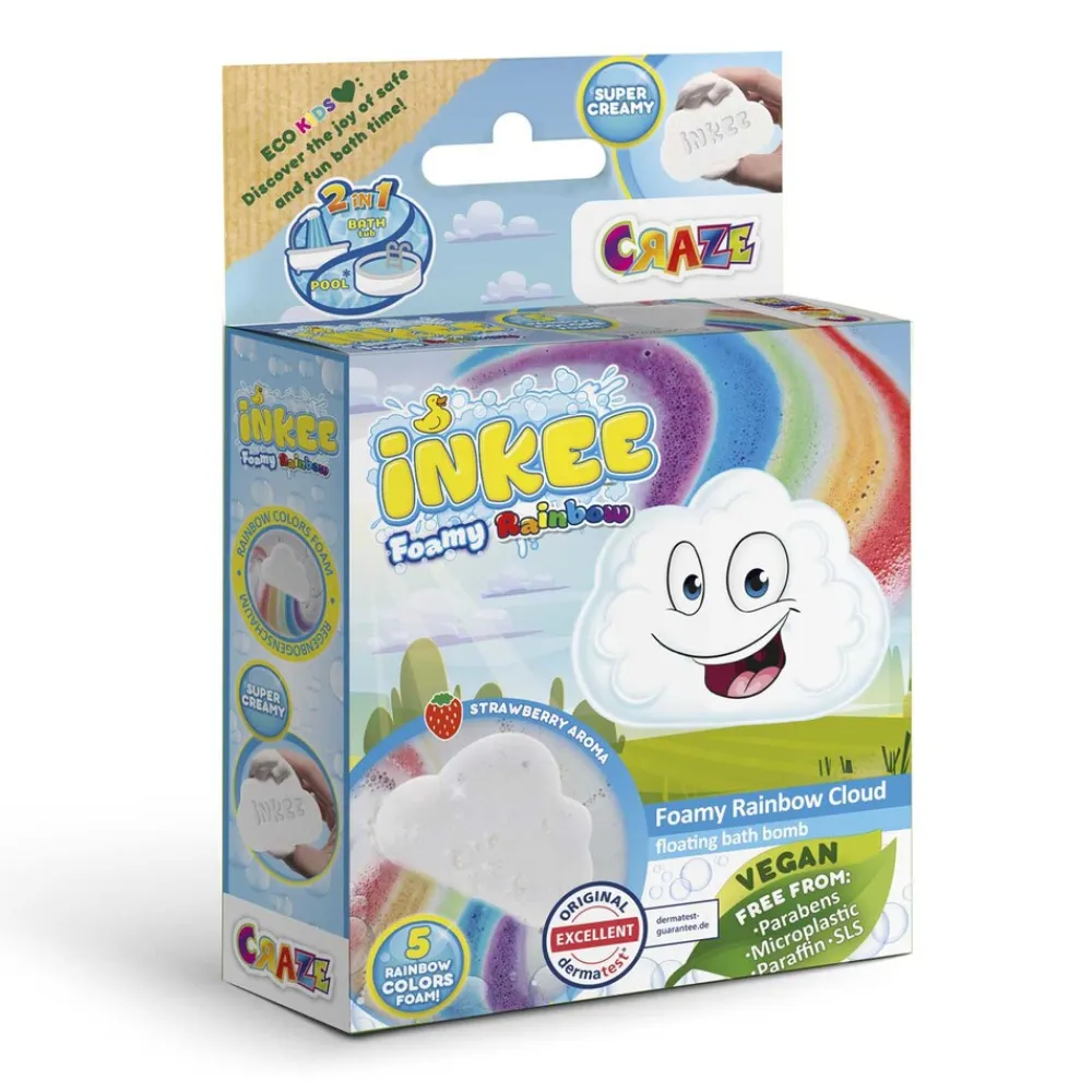 Craze 44155 - INKEE Foamy Rainbow - Regenbogen Badekugel mit Erdbeerduft Badebombe Badewanne New