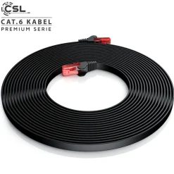 CSL Cat 6 Flachband LAN Kabel - mehrfach geschirmt - UTP Gigabit - 1000 Mbit/s - Patchkabel Flachkabel - Netzwerkkabel - 20m Hot
