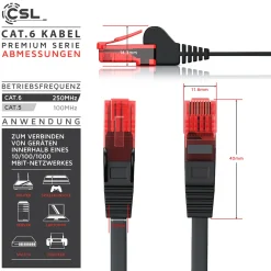 CSL Cat 6 Flachband LAN Kabel - mehrfach geschirmt - UTP Gigabit - 1000 Mbit/s - Patchkabel Flachkabel - Netzwerkkabel - 20m Hot