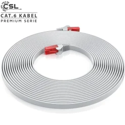 CSL Cat 6 Flachband LAN Kabel - mehrfach geschirmt - UTP Gigabit - 1000 Mbit/s - Patchkabel Flachkabel - Netzwerkkabel - 30m Sale